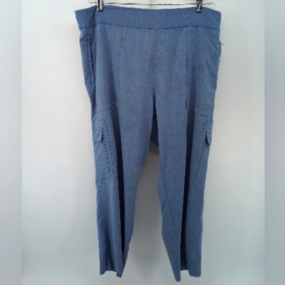 Bass Vegan Blue Cargo Cut Off Trousers Zipper Pockets Elastic Waist Pants XXL